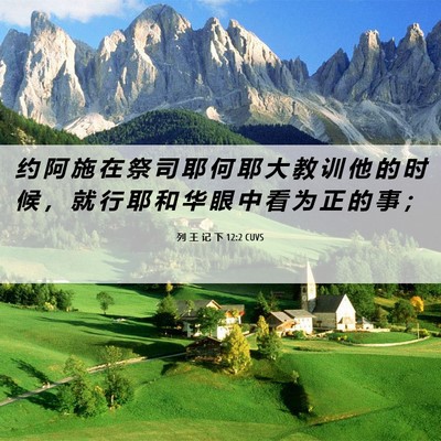Picture 06 - 列 王 记 下 12:2 CUVS - 约 阿 施 在 祭 司 耶 何 耶 大 教 训 - Bible Verse Picture