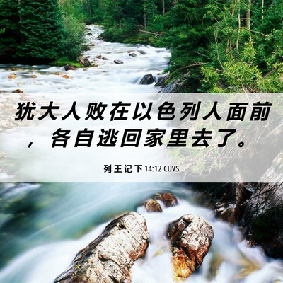 Picture 06 - 列 王 记 下 14:12 CUVS - 犹 大 人 败 在 以 色 列 人 面 前 ， - Bible Verse Picture