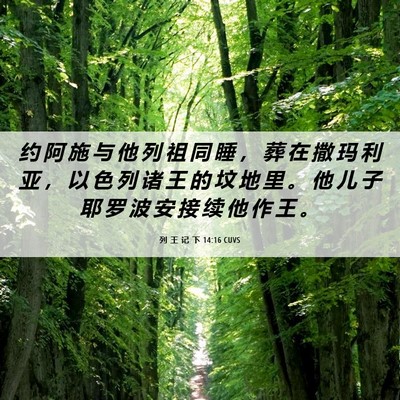 Picture 06 - 列 王 记 下 14:16 CUVS - 约 阿 施 与 他 列 祖 同 睡 ， 葬 在 - Bible Verse Picture