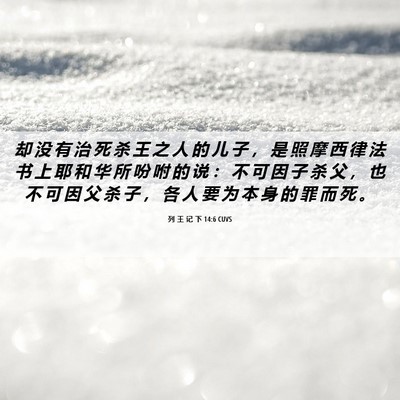Picture 06 - 列 王 记 下 14:6 CUVS - 却 没 有 治 死 杀 王 之 人 的 儿 子 - Bible Verse Picture