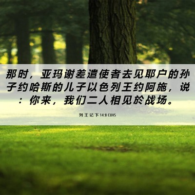 Picture 06 - 列 王 记 下 14:8 CUVS - 那 时 ， 亚 玛 谢 差 遣 使 者 去 见 - Bible Verse Picture