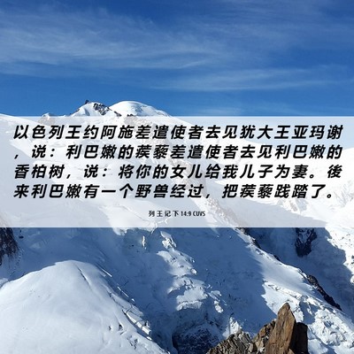 Picture 06 - 列 王 记 下 14:9 CUVS - 以 色 列 王 约 阿 施 差 遣 使 者 去 - Bible Verse Picture