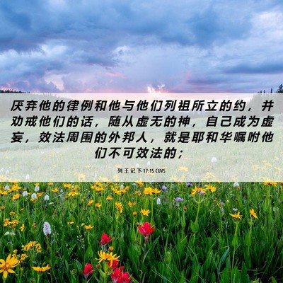 Picture 06 - 列 王 记 下 17:15 CUVS - 厌 弃 他 的 律 例 和 他 与 他 们 列 - Bible Verse Picture