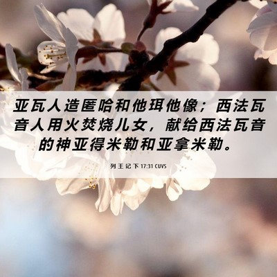 Picture 06 - 列 王 记 下 17:31 CUVS - 亚 瓦 人 造 匿 哈 和 他 珥 他 像 ； - Bible Verse Picture