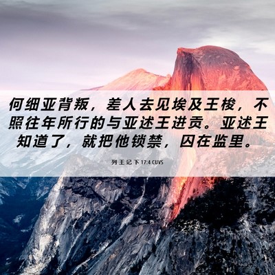 Picture 06 - 列 王 记 下 17:4 CUVS - 何 细 亚 背 叛 ， 差 人 去 见 埃 及 - Bible Verse Picture