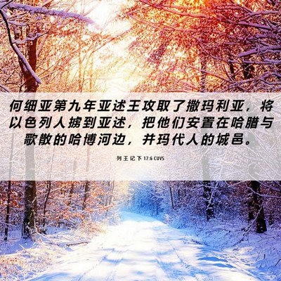 Picture 06 - 列 王 记 下 17:6 CUVS - 何 细 亚 第 九 年 亚 述 王 攻 取 了 - Bible Verse Picture