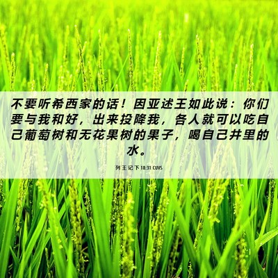Picture 06 - 列 王 记 下 18:31 CUVS - 不 要 听 希 西 家 的 话 ！ 因 亚 述 - Bible Verse Picture
