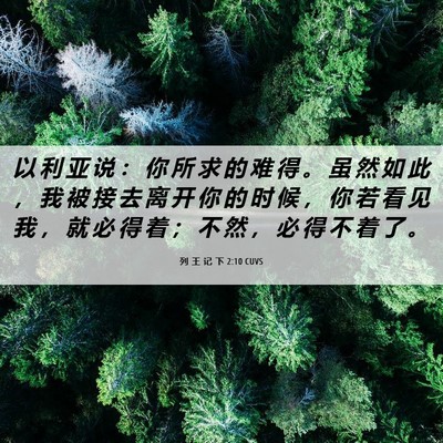 Picture 06 - 列 王 记 下 2:10 CUVS - 以 利 亚 说 ： 你 所 求 的 难 得 。 - Bible Verse Picture