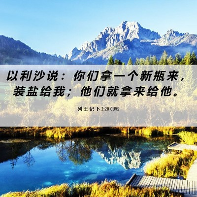 Picture 06 - 列 王 记 下 2:20 CUVS - 以 利 沙 说 ： 你 们 拿 一 个 新 瓶 - Bible Verse Picture