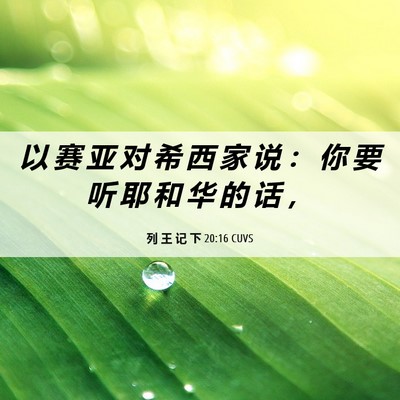 Picture 06 - 列 王 记 下 20:16 CUVS - 以 赛 亚 对 希 西 家 说 ： 你 要 听 - Bible Verse Picture