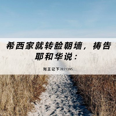 Picture 06 - 列 王 记 下 20:2 CUVS - 希 西 家 就 转 脸 朝 墙 ， 祷 告 耶 - Bible Verse Picture