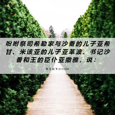 Picture 06 - 列 王 记 下 22:12 CUVS - 吩 咐 祭 司 希 勒 家 与 沙 番 的 儿 - Bible Verse Picture