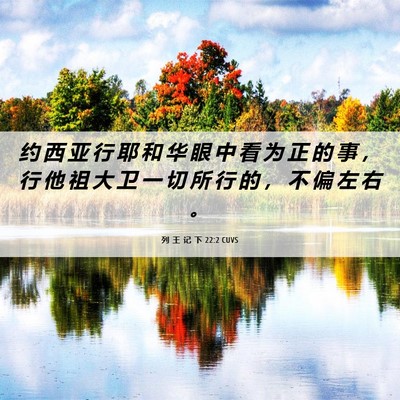 Picture 06 - 列 王 记 下 22:2 CUVS - 约 西 亚 行 耶 和 华 眼 中 看 为 正 - Bible Verse Picture