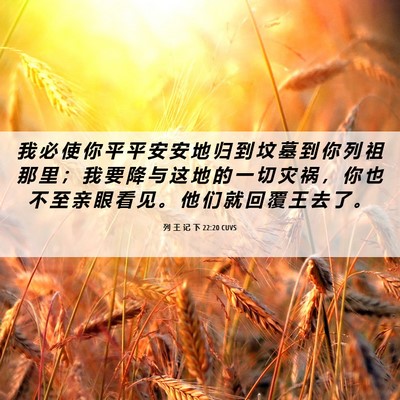 Picture 06 - 列 王 记 下 22:20 CUVS - 我 必 使 你 平 平 安 安 地 归 到 坟 - Bible Verse Picture