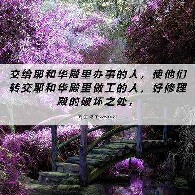 Picture 06 - 列 王 记 下 22:5 CUVS - 交 给 耶 和 华 殿 里 办 事 的 人 ， - Bible Verse Picture
