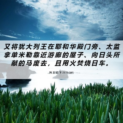 Picture 06 - 列 王 记 下 23:11 CUVS - 又 将 犹 大 列 王 在 耶 和 华 殿 门 - Bible Verse Picture