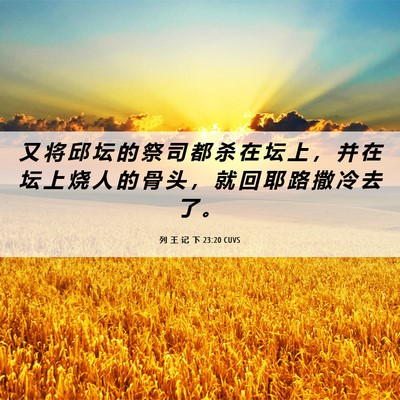 Picture 06 - 列 王 记 下 23:20 CUVS - 又 将 邱 坛 的 祭 司 都 杀 在 坛 上 - Bible Verse Picture