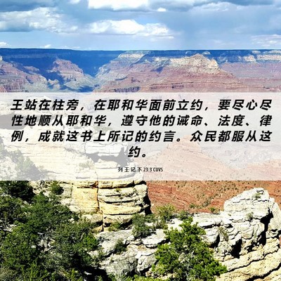 Picture 06 - 列 王 记 下 23:3 CUVS - 王 站 在 柱 旁 ， 在 耶 和 华 面 前 - Bible Verse Picture