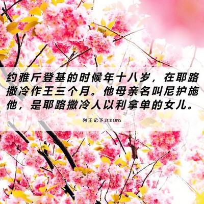 Picture 06 - 列 王 记 下 24:8 CUVS - 约 雅 斤 登 基 的 时 候 年 十 八 岁 - Bible Verse Picture