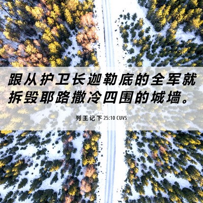 Picture 06 - 列 王 记 下 25:10 CUVS - 跟 从 护 卫 长 迦 勒 底 的 全 军 就 - Bible Verse Picture