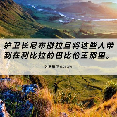 Picture 06 - 列 王 记 下 25:20 CUVS - 护 卫 长 尼 布 撒 拉 旦 将 这 些 人 - Bible Verse Picture