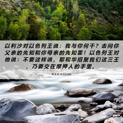 Picture 06 - 列 王 记 下 3:13 CUVS - 以 利 沙 对 以 色 列 王 说 ： 我 与 - Bible Verse Picture