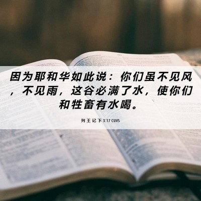 Picture 06 - 列 王 记 下 3:17 CUVS - 因 为 耶 和 华 如 此 说 ： 你 们 虽 - Bible Verse Picture
