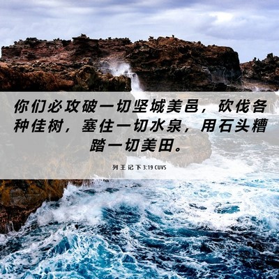 Picture 06 - 列 王 记 下 3:19 CUVS - 你 们 必 攻 破 一 切 坚 城 美 邑 ， - Bible Verse Picture