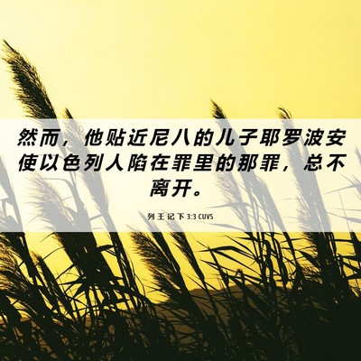 Picture 06 - 列 王 记 下 3:3 CUVS - 然 而 ， 他 贴 近 尼 八 的 儿 子 耶 - Bible Verse Picture