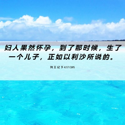 Picture 06 - 列 王 记 下 4:17 CUVS - 妇 人 果 然 怀 孕 ， 到 了 那 时 候 - Bible Verse Picture
