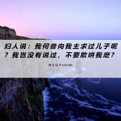 Picture 06 - 列 王 记 下 4:28 CUVS - 妇 人 说 ： 我 何 尝 向 我 主 求 过 - Bible Verse Picture