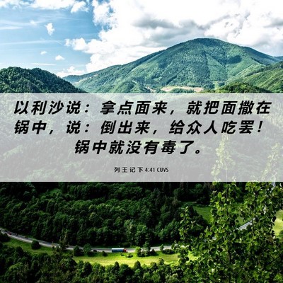 Picture 06 - 列 王 记 下 4:41 CUVS - 以 利 沙 说 ： 拿 点 面 来 ， 就 把 - Bible Verse Picture