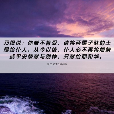 Picture 06 - 列 王 记 下 5:17 CUVS - 乃 缦 说 ： 你 若 不 肯 受 ， 请 将 - Bible Verse Picture