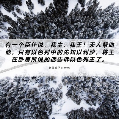 Picture 06 - 列 王 记 下 6:12 CUVS - 有 一 个 臣 仆 说 ： 我 主 ， 我 王 - Bible Verse Picture