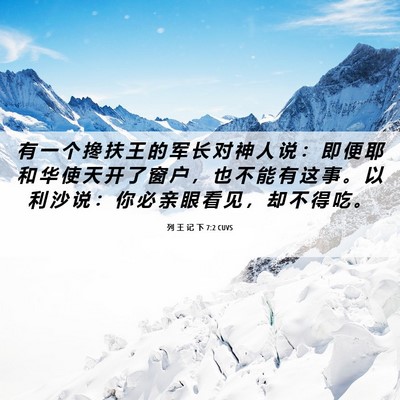 Picture 06 - 列 王 记 下 7:2 CUVS - 有 一 个 搀 扶 王 的 军 长 对 神 人 - Bible Verse Picture