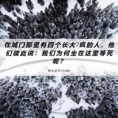 Picture 06 - 列 王 记 下 7:3 CUVS - 在 城 门 那 里 有 四 个 长 大 ? 疯 的 - Bible Verse Picture