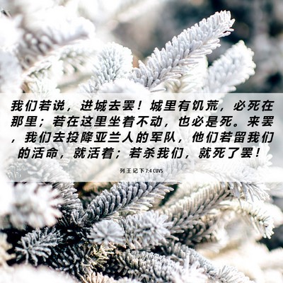 Picture 06 - 列 王 记 下 7:4 CUVS - 我 们 若 说 ， 进 城 去 罢 ！ 城 里 - Bible Verse Picture