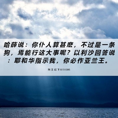 Picture 06 - 列 王 记 下 8:13 CUVS - 哈 薛 说 ： 你 仆 人 算 甚 麽 ， 不 - Bible Verse Picture