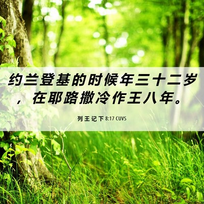 Picture 06 - 列 王 记 下 8:17 CUVS - 约 兰 登 基 的 时 候 年 三 十 二 岁 - Bible Verse Picture