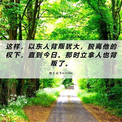 Picture 06 - 列 王 记 下 8:22 CUVS - 这 样 ， 以 东 人 背 叛 犹 大 ， 脱 - Bible Verse Picture