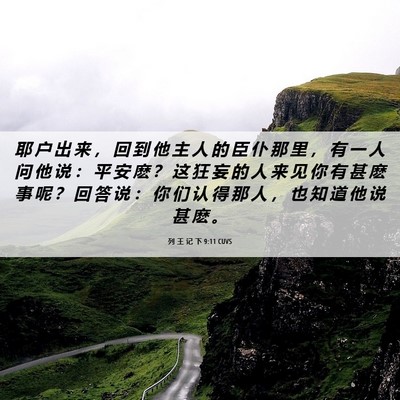 Picture 06 - 列 王 记 下 9:11 CUVS - 耶 户 出 来 ， 回 到 他 主 人 的 臣 - Bible Verse Picture