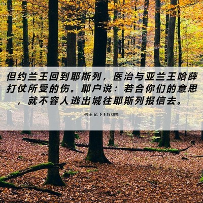 Picture 06 - 列 王 记 下 9:15 CUVS - 但 约 兰 王 回 到 耶 斯 列 ， 医 治 - Bible Verse Picture