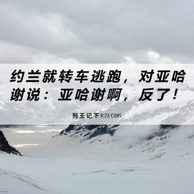 Picture 06 - 列 王 记 下 9:23 CUVS - 约 兰 就 转 车 逃 跑 ， 对 亚 哈 谢 - Bible Verse Picture