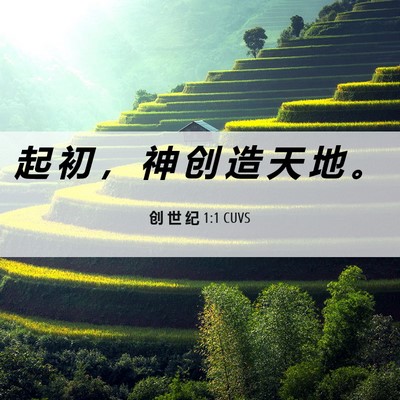 Picture 06 - 创 世 纪 1:1 CUVS - 起 初 ， 神 创 造 天 地 - Bible Verse Picture
