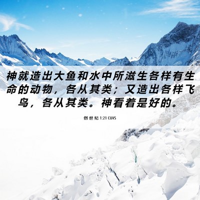 Picture 06 - 创 世 纪 1:21 CUVS - 神 就 造 出 大 鱼 和 水 中 所 滋 生 - Bible Verse Picture