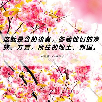Picture 06 - 创 世 纪 10:20 CUVS - 这 就 是 含 的 後 裔 ， 各 随 他 们 - Bible Verse Picture
