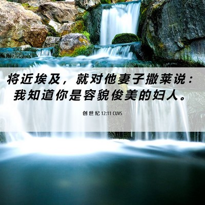 Picture 06 - 创 世 纪 12:11 CUVS - 将 近 埃 及 ， 就 对 他 妻 子 撒 莱 - Bible Verse Picture