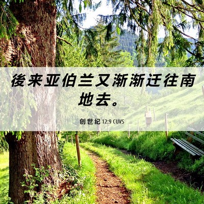 Picture 06 - 创 世 纪 12:9 CUVS - 後 来 亚 伯 兰 又 渐 渐 迁 往 南 地 - Bible Verse Picture