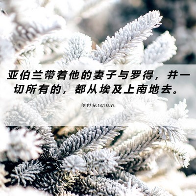Picture 06 - 创 世 纪 13:1 CUVS - 亚 伯 兰 带 着 他 的 妻 子 与 罗 得 - Bible Verse Picture