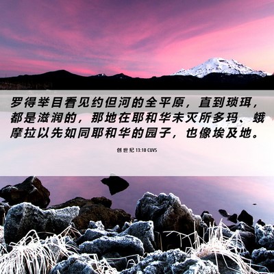 Picture 06 - 创 世 纪 13:10 CUVS - 罗 得 举 目 看 见 约 但 河 的 全 平 - Bible Verse Picture